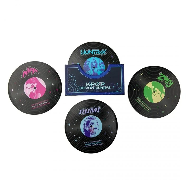 Подложки за чаши KPop Demon Hunters, Hunters and demons Soundtrack, 4 бр. в сет