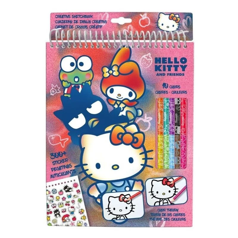 Креативен комплект за оцветяване Hello Kitty с 10 цветни молива и стикери