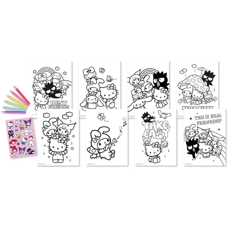 Комплект за оцветяване със стикери Hello Kitty and Friends
