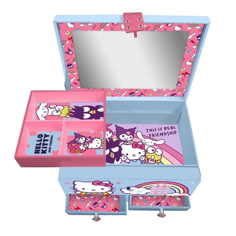 Музикална кутия за бижута Hello Kitty, Kuromi и приятели, заключване с код