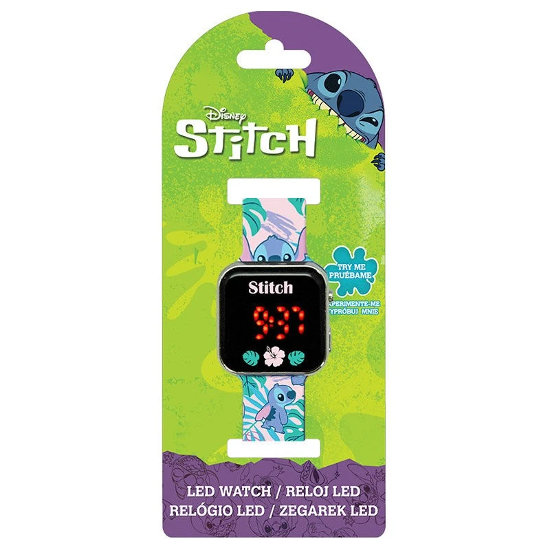 Детски часовник Stitch Ohana, LED, Многоцветен