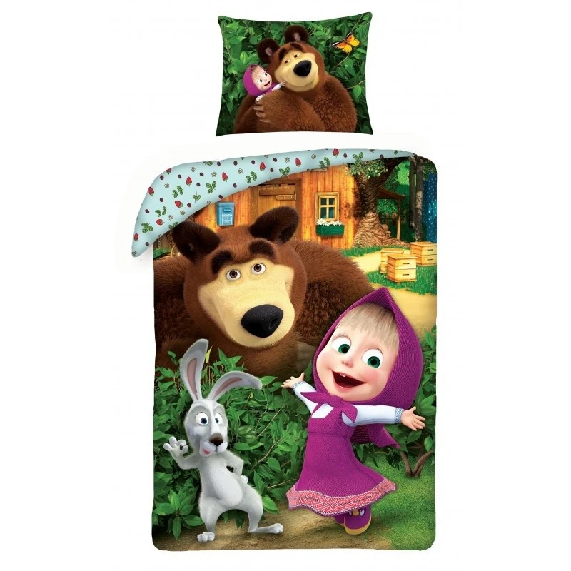 Детски спален комплект Маша и Мечокът , 2 части, 140х200, 70х90