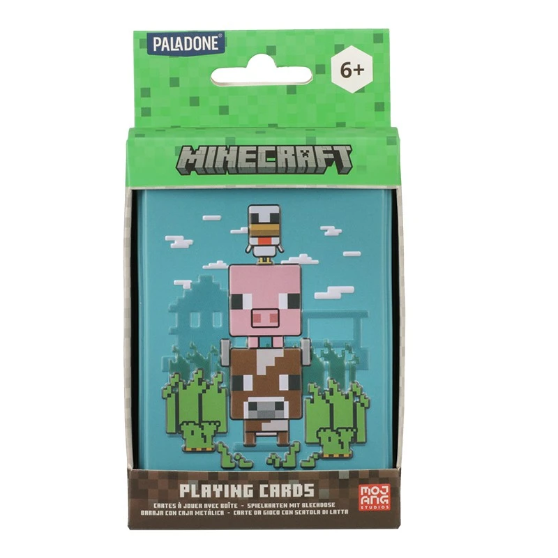 Карти Minecraft Animals, в метална кутия, 11 x 7.5 x 3.3 cm, Многоцветен