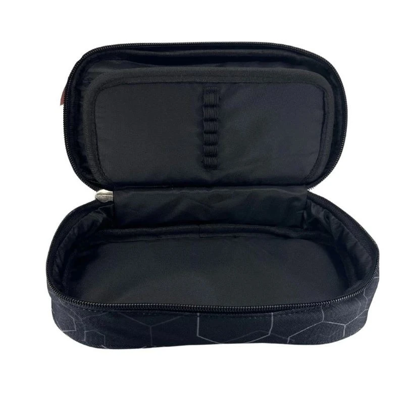 Ученически несесер Pixie Crew Hexa Black, 11 x 22 x 5 cm, Черен