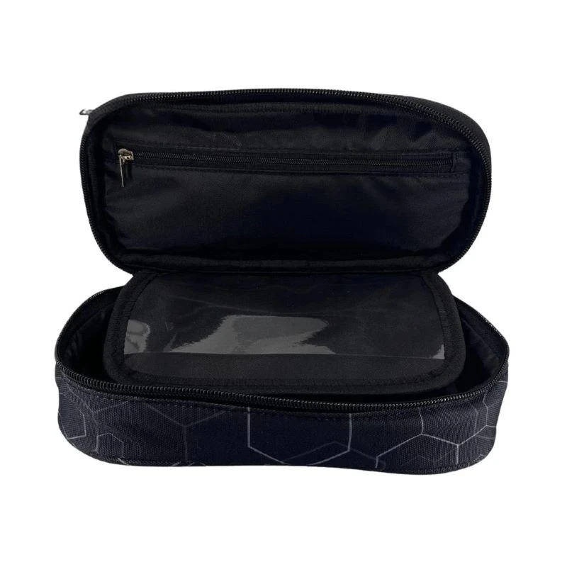 Ученически несесер Pixie Crew Hexa Black, 11 x 22 x 5 cm, Черен