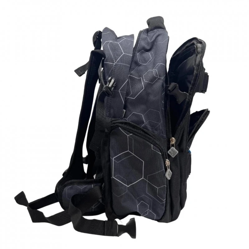 Ученическа раница Pixie Crew Hexa Black ергономична, 34 x 44 x 14 cm, Черен