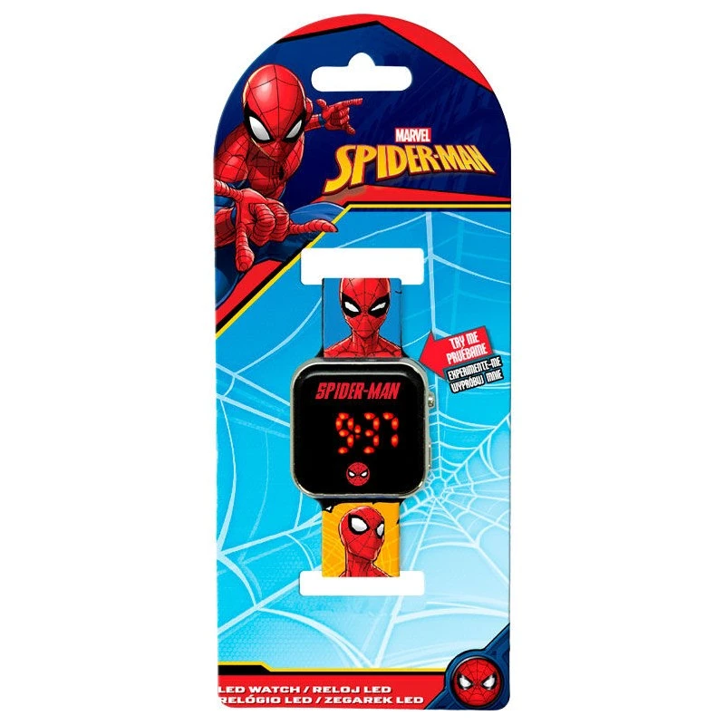 Детски часовник Spiderman Faces, LED, Многоцветен