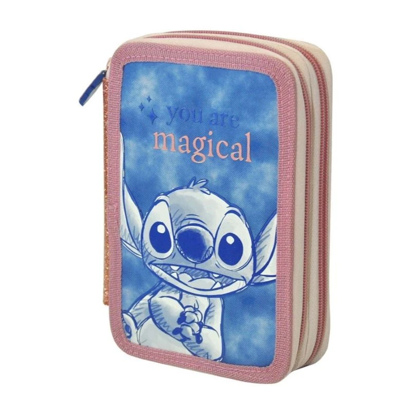 Ученически несесер Stitch с 2 отделения и съдаржание