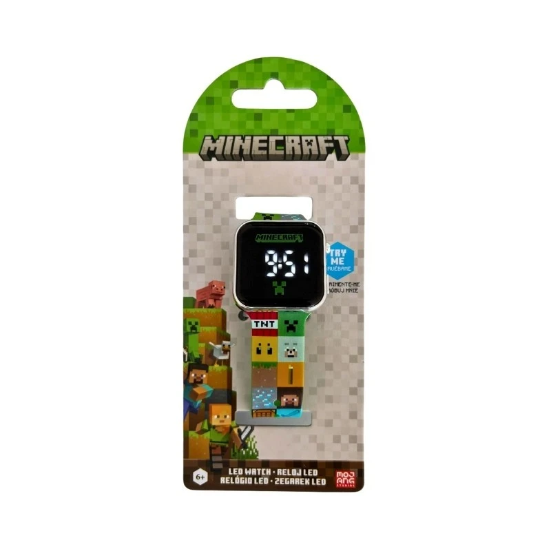 Детски часовник Minecraft Spades, LED, Многоцветен