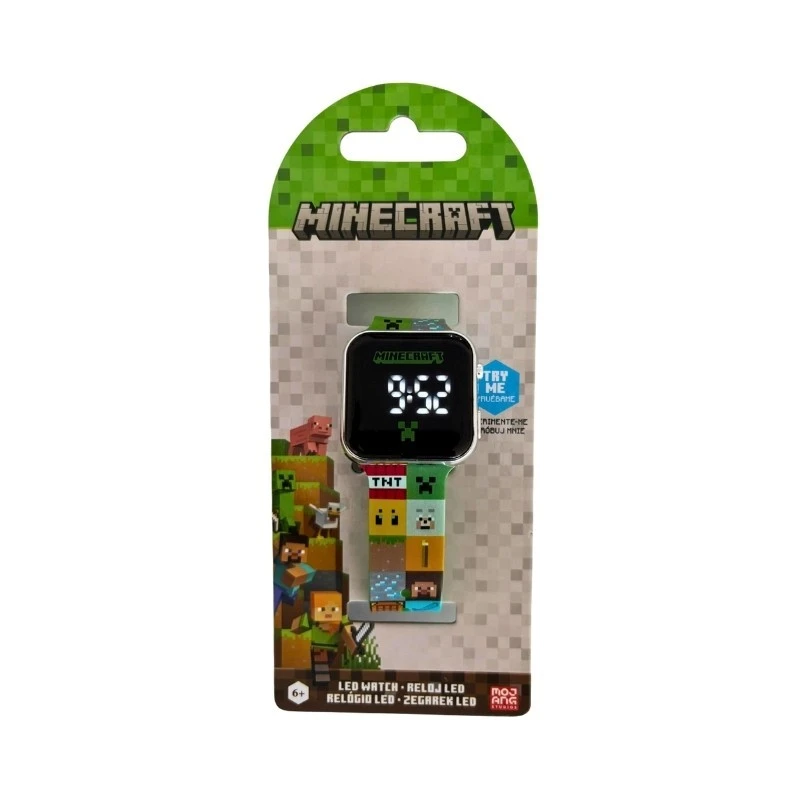 Детски часовник Minecraft Spades, LED, Многоцветен
