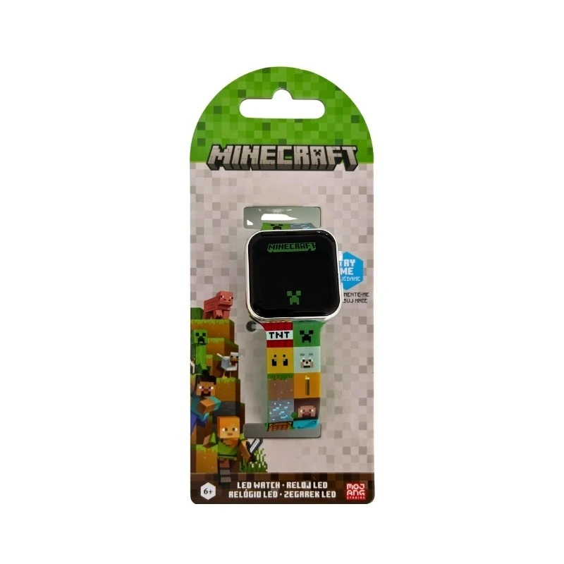 Детски часовник Minecraft Spades, LED, Многоцветен