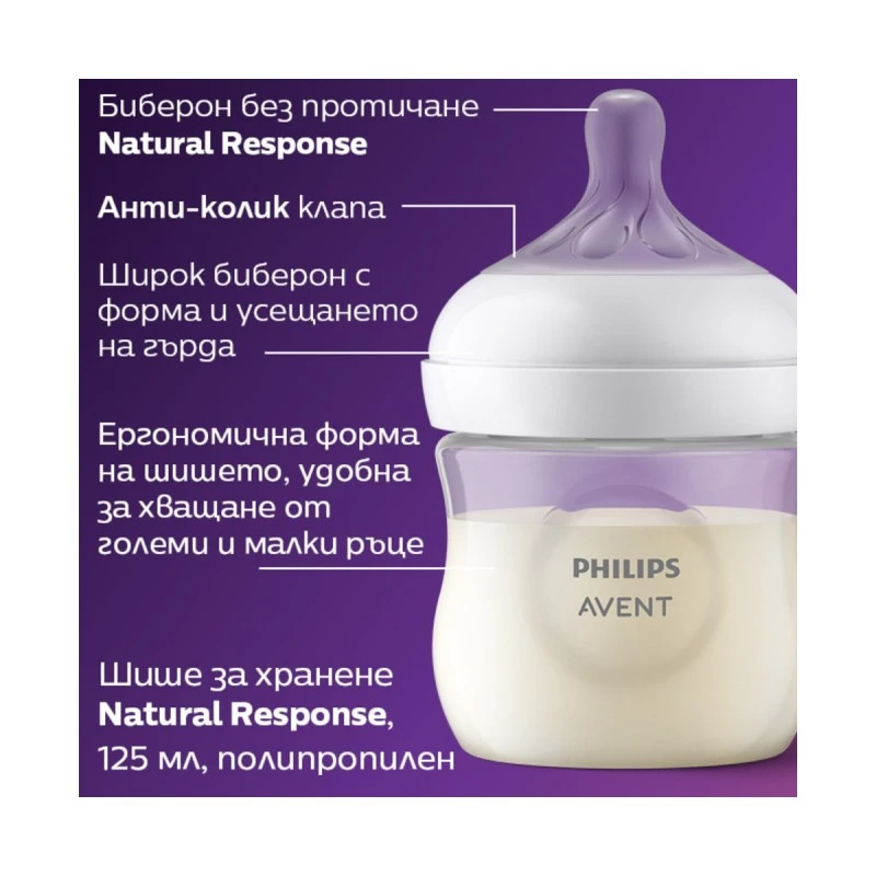 Philips Avent К-КТ: Ел. помпа Essential 4+4 функции, 1 шише NR 125 мл, 5 торбички за кърма, 4 подплънки