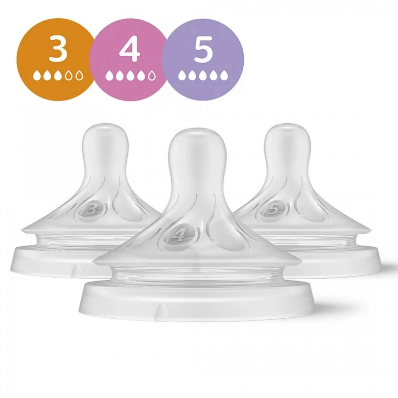 Philips Avent БИБЕРОН Natural Response 3.0 - комплект 3 бр, flow 3, 4 ,5