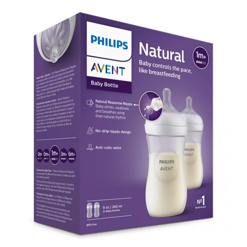 Комплект 2 бр. шишета Natural Response 260 мл 1м+