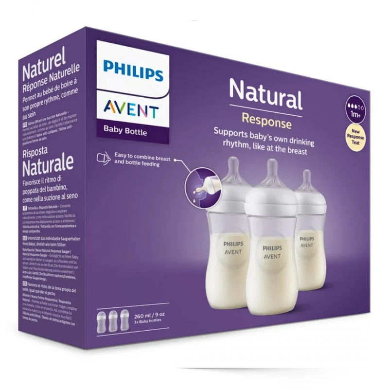 Комплект 3 бр. шишета Natural Response 260 мл 1м+