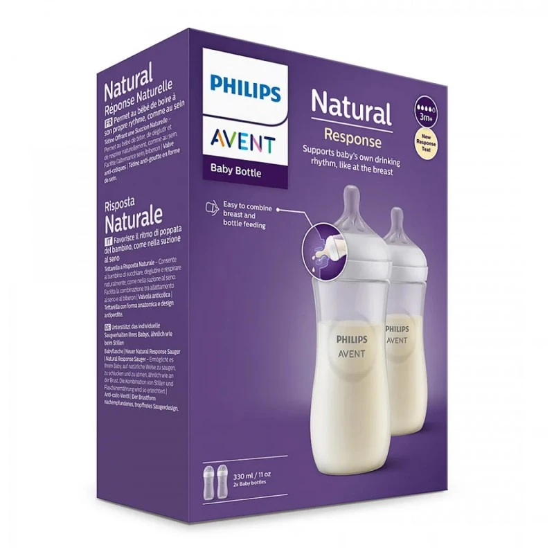 Philips Avent ШИШЕ Natural Response 3.0 с биберон 3м+, 2 x 330мл