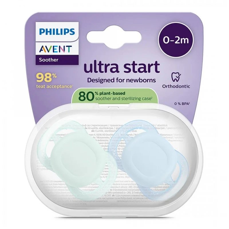 Philips Avent ЗАЛЪГАЛКИ - ULTRA START + стерил. кутия (0-2м) пастелни, момче