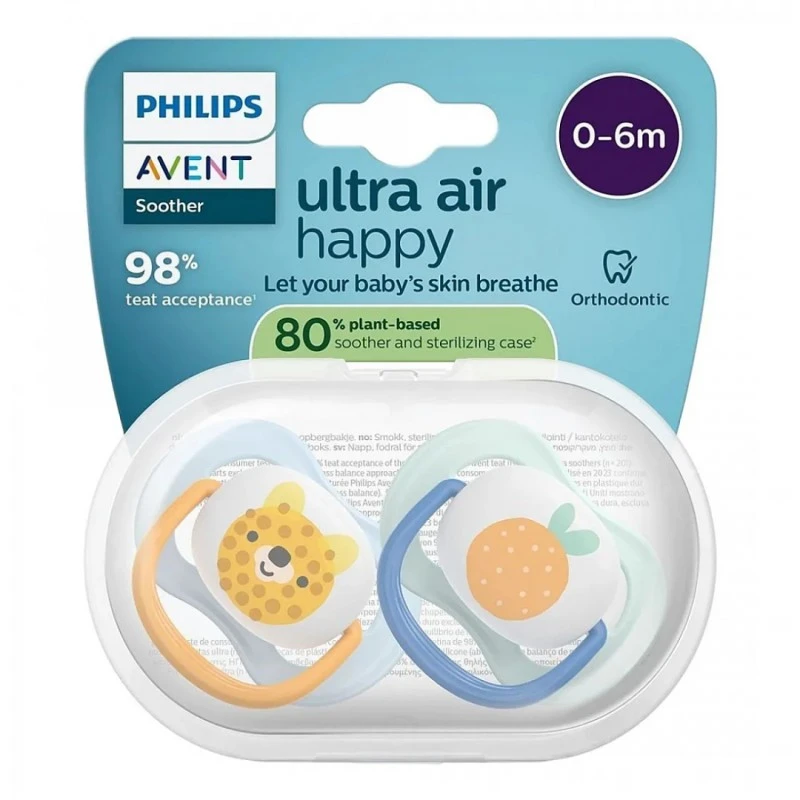 Philips Avent ЗАЛЪГАЛКИ - ULTRA AIR + стерил. кутия (0-6м) плод/мече, момче