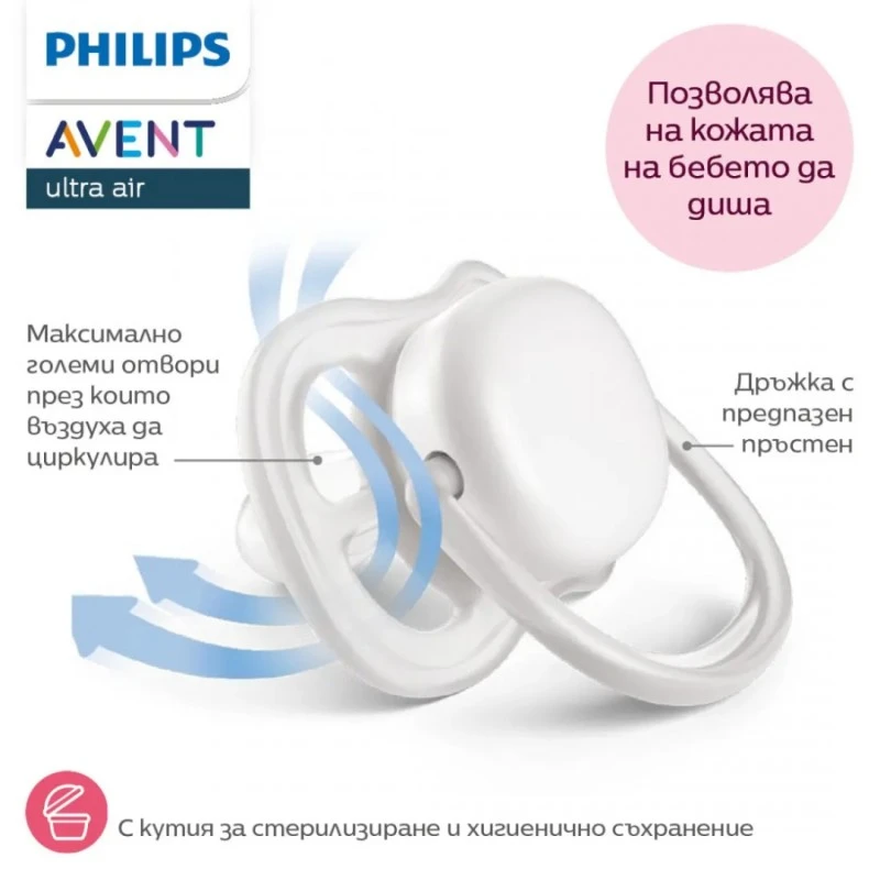 Philips Avent ЗАЛЪГАЛКИ - ULTRA AIR + стерил. кутия (6-18м) зелена/синя