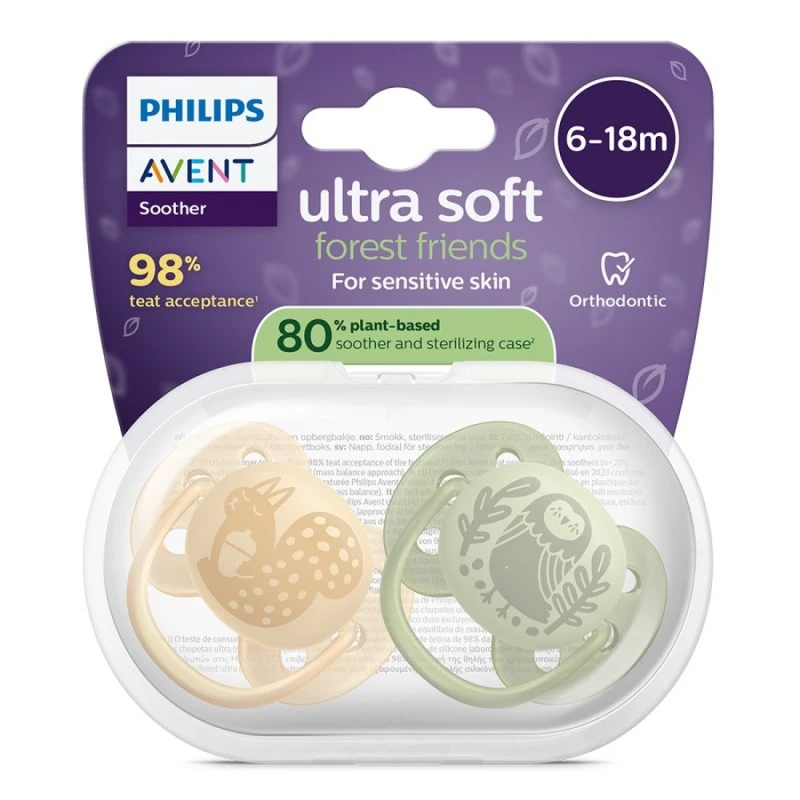 Philips Avent ЗАЛЪГАЛКИ - ULTRA SOFT + стерил. кутия (6-18м) птица/катерица, неутрални