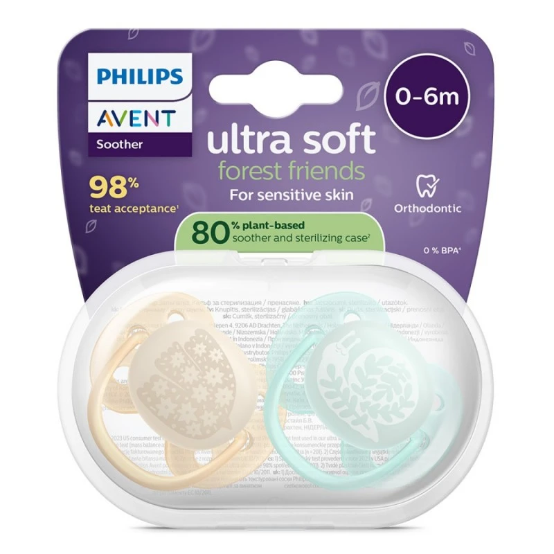 Philips Avent ЗАЛЪГАЛКИ - ULTRA SOFT + стерил. кутия (0-6м) птица/охлюв, пастелни