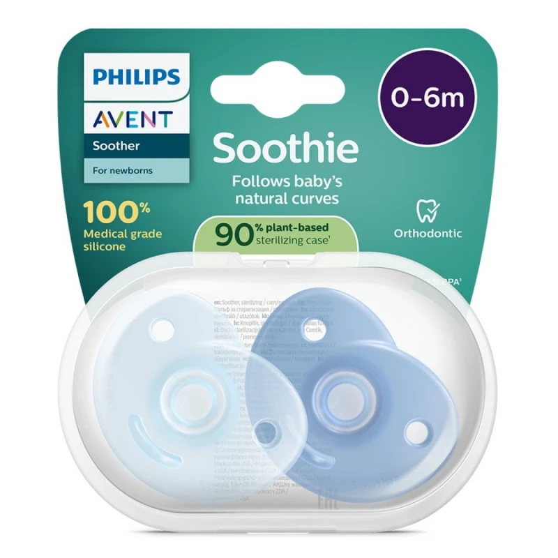 Philips Avent ЗАЛЪГАЛКИ Soothie + стерил. кутия (0-6м), син