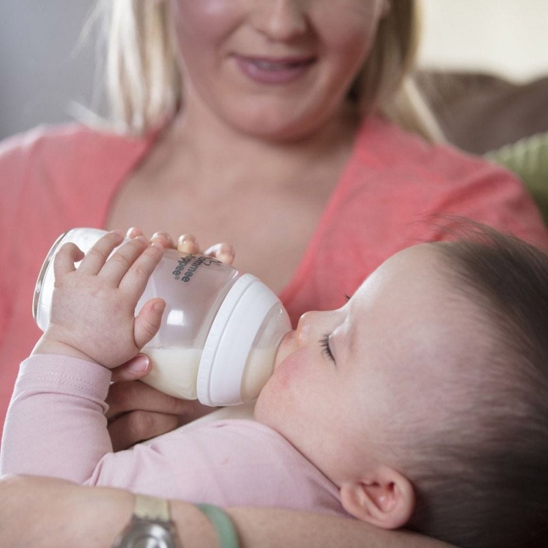 Стъклено шише за хранене Easi-Vent 0м+, 250 мл, розово с декор