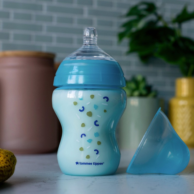 Шише за хранене Advanced Anti-Colic 0м+, 260 мл, Синьо с декорация