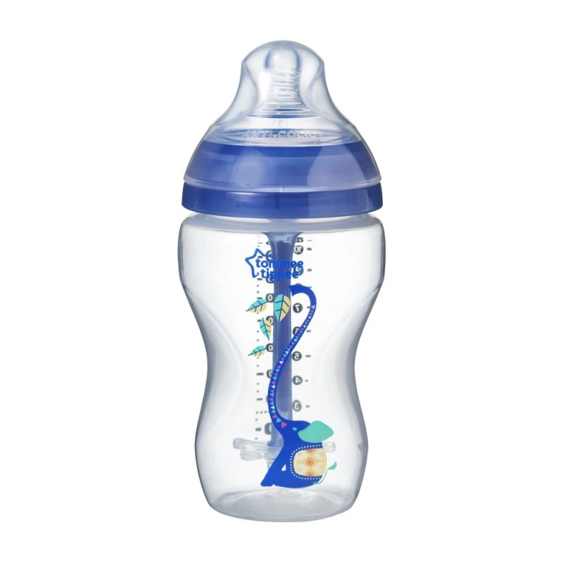 Шише за хранене Advanced Anti-Colic 3м+, 340 мл, Синьо с декорация
