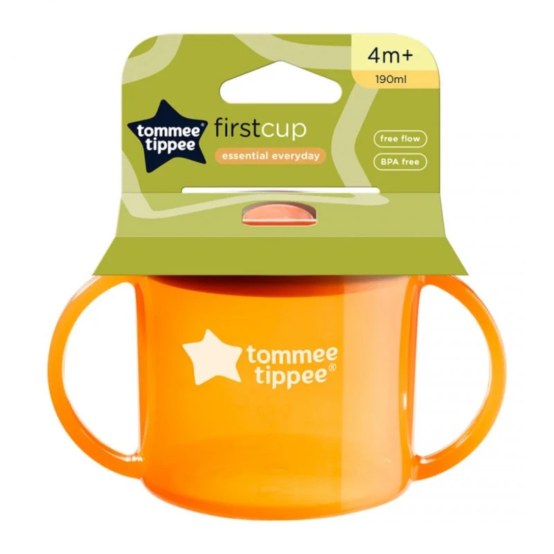 Чаша с дръжки Tommee Tippee First Cup 4м+, оранжева