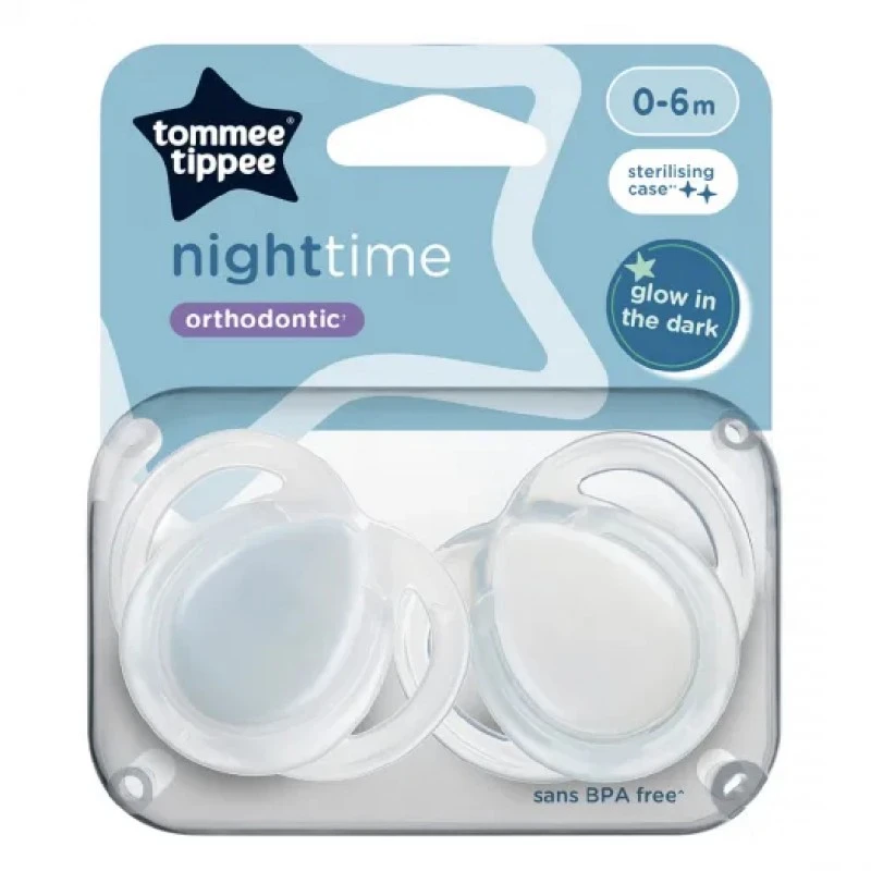 Залъгалки NIGHT TIME 0-6м, 2 бр./оп., бял/син