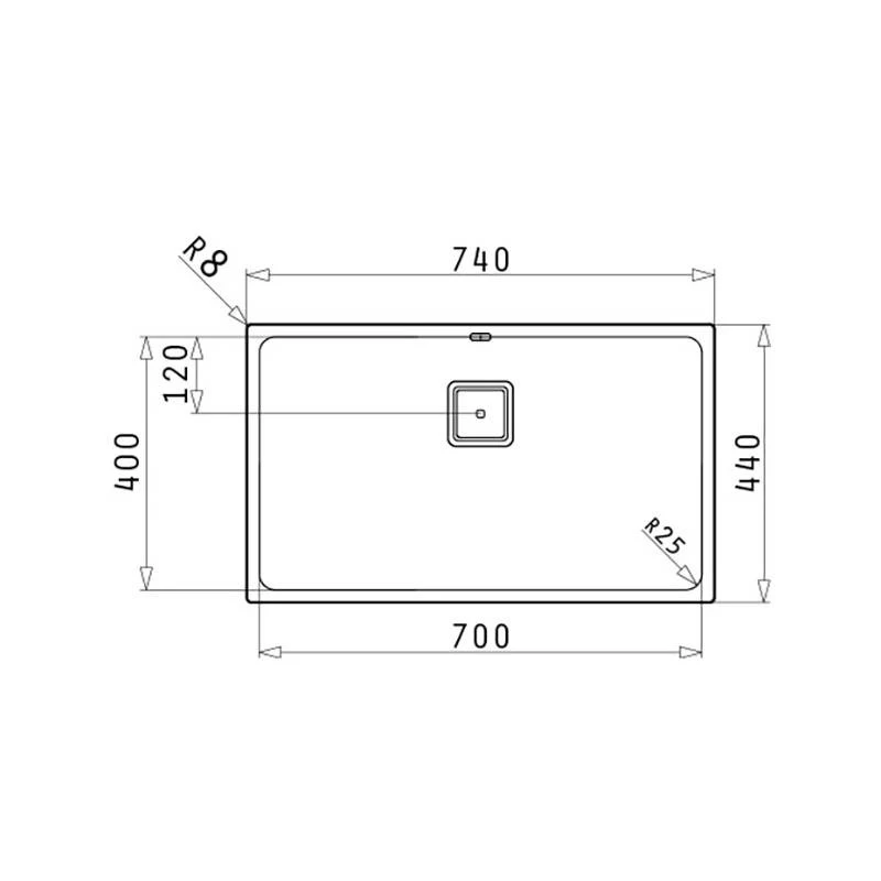 Мивка с преливник Pyramis Lume (70x40) 1B, инокс, гладко