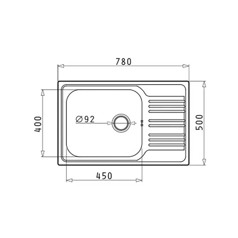Мивка с преливник Pyramis Inset (78x50) 1B 1D, инокс, гладко