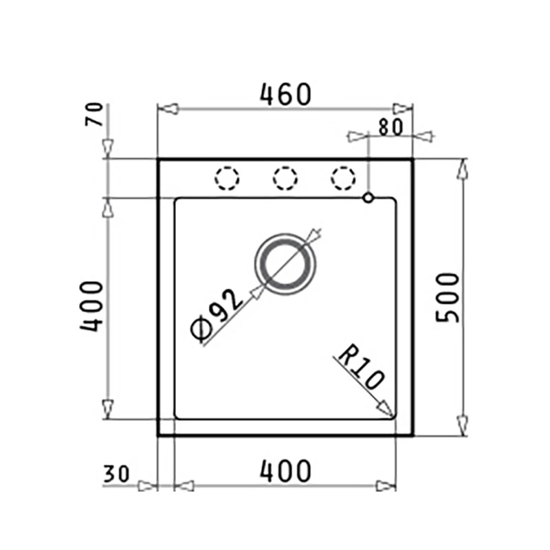 Мивка с преливник Pyramis Pyragranite Istros (46х50) 1B, гранит, сняг