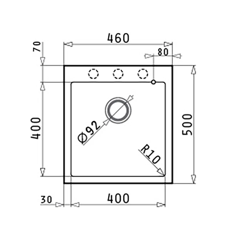 Мивка с преливник Pyramis Pyragranite Istros (46х50) 1B, гранит, графит