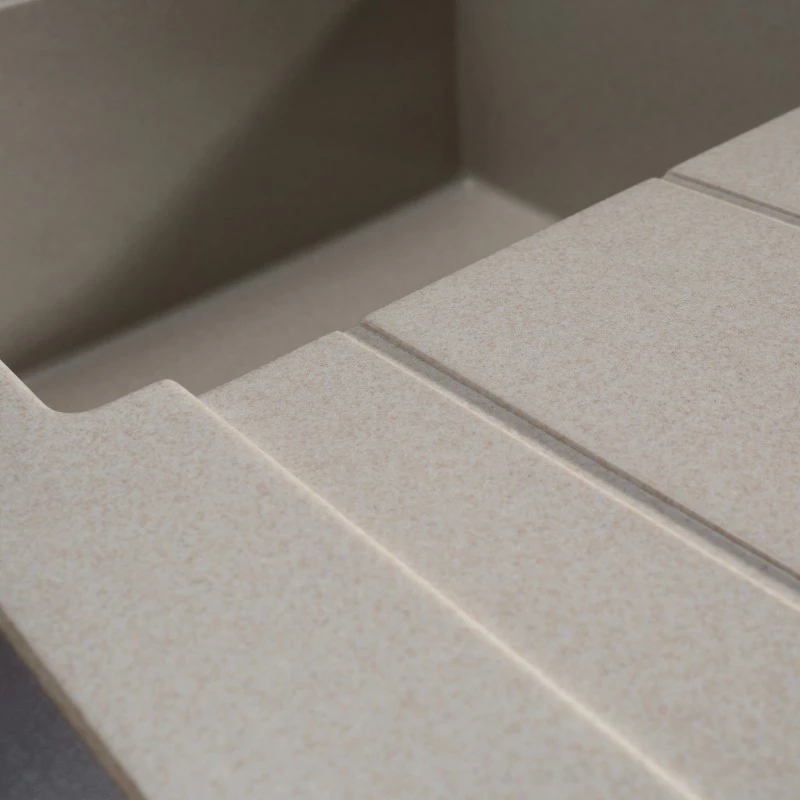 Мивка с преливник Pyramis Pyragranite Alazia (116x50) 1 3/4B 1D, гранит, тъмно бежово