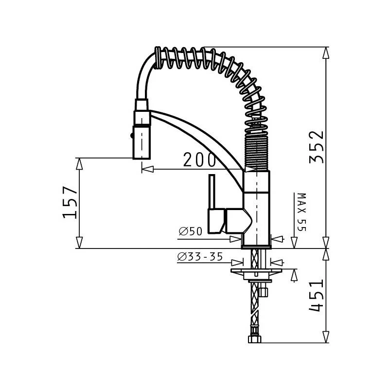 Смесител за кухня Pyramis Mini Cresento, 1/2", изтеглящ се чучур, хром