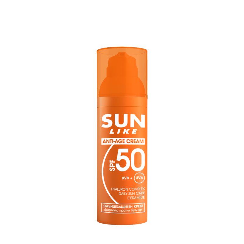 Слънцезащитен анти-ейдж крем за лице Sun Like, SPF50, 50 мл