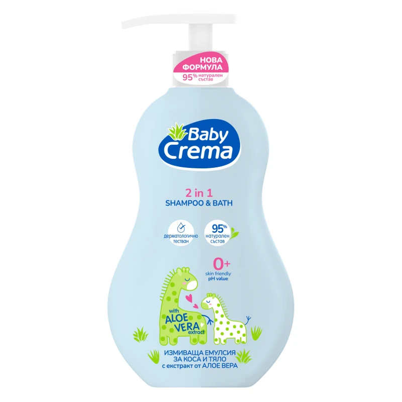 Натурален измиващ гел Baby Crema, За коса и тяло, Алое вера