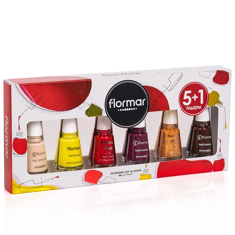 Комплект лак за нокти Flormar Nail Enamel, 5+1 бр.
