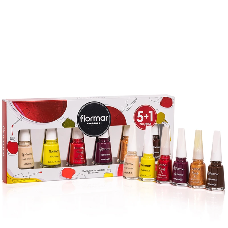 Комплект лак за нокти Flormar Nail Enamel, 5+1 бр.