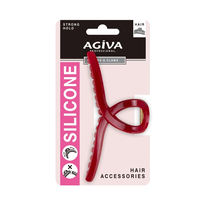Шнола за коса Agiva Professional, 13 см, Силиконова, Червена