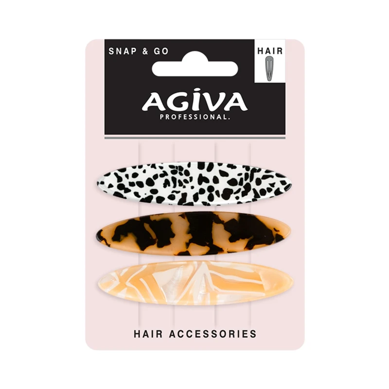 Комплект фиби за коса Agiva Professional, 6 см, 3 бр.