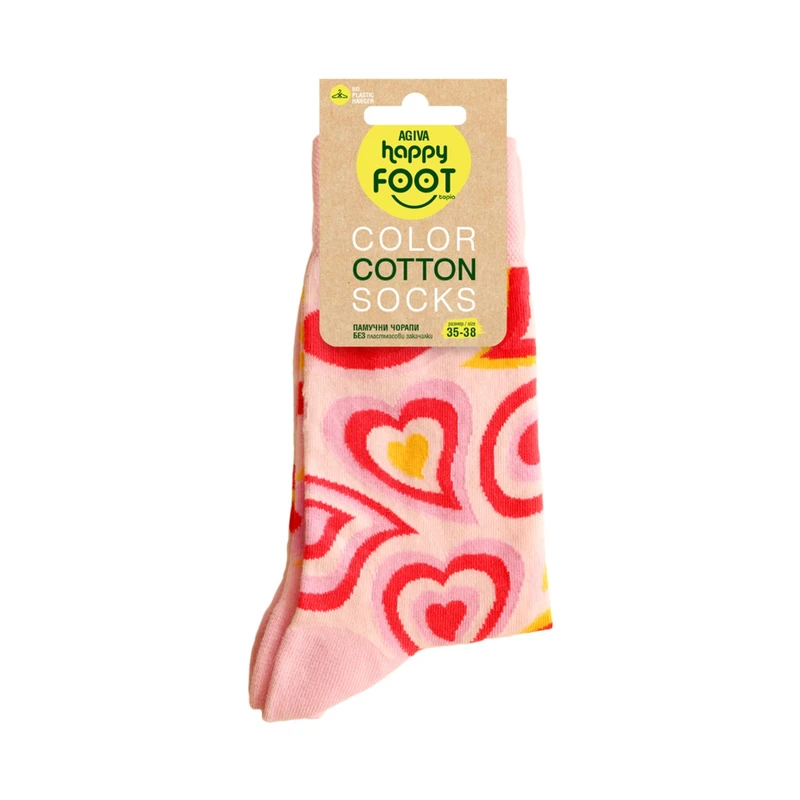 Дамски чорапи Agiva Happy Foottopia, Сърца, Памук, 35-38 размер