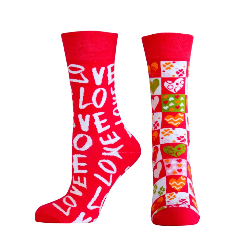 Дамски чорапи Agiva Happy Foottopia, Любов, Памук, Червени, 35-38 размер
