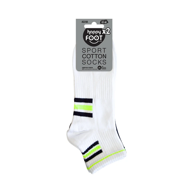 Комплект 2 бр. дамски чорапи Agiva Happy Foottopia, Спортни, Къс конч, Бели, Черни, 39-42 размер
