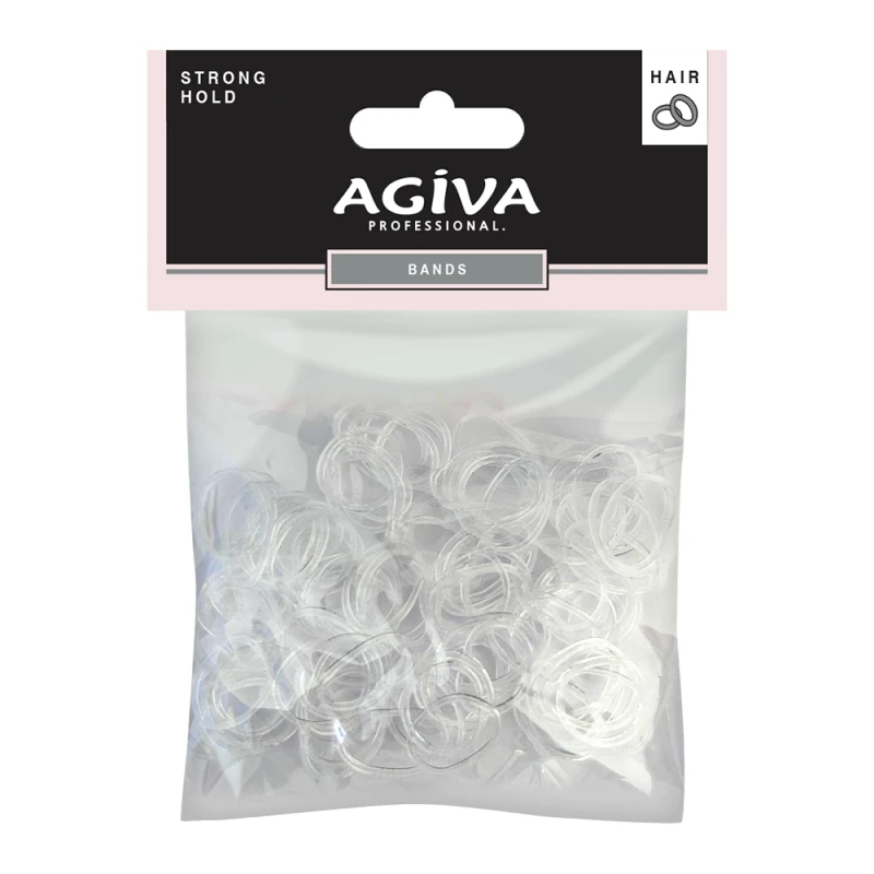 Комплект ластици за коса Agiva Professional, Силиконови, Безцветни, 100 бр