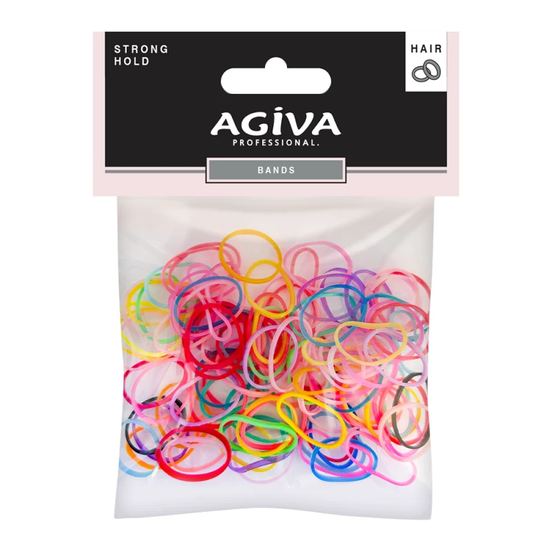 Комплект ластици за коса Agiva Professional, Силиконови, Цветни, 100 бр