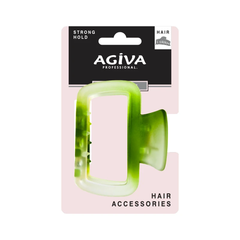 Шнола за коса Agiva Professional, 5 см, Правоъгълник, Зелена