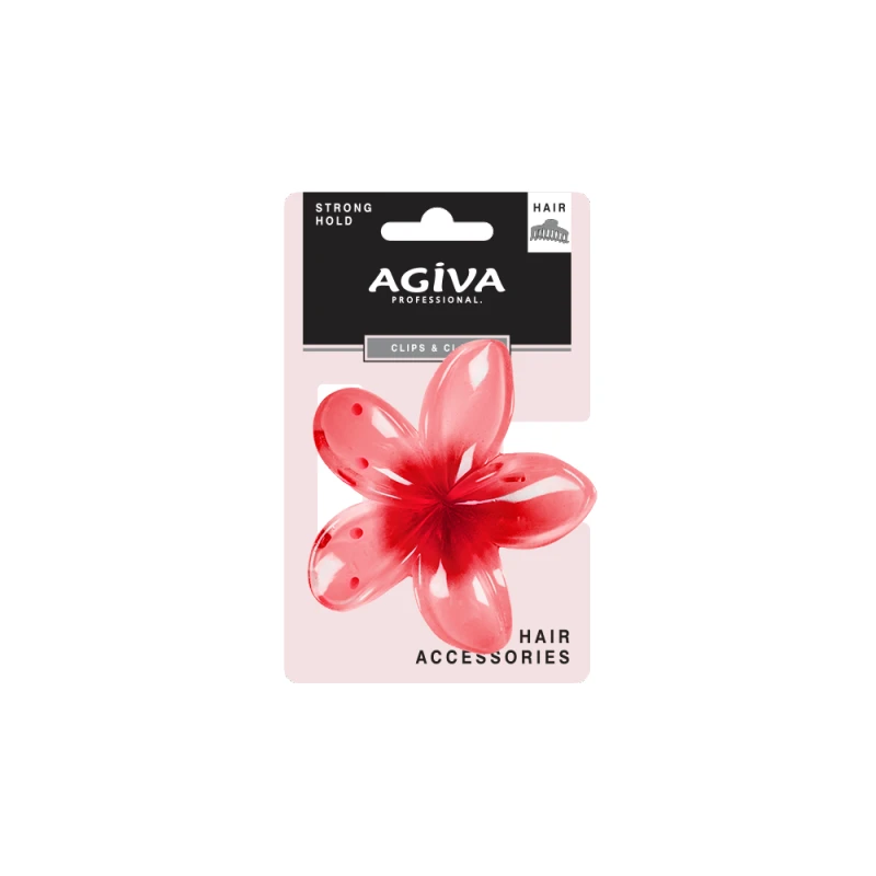 Шнола за коса Agiva Professional, 4 см, Червено цвете